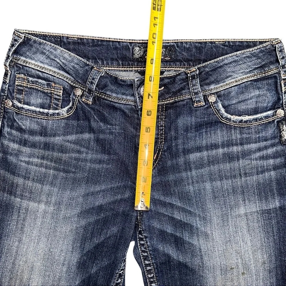 Silver Jeans Co Suki Mid Rise Curvy Bermuda Denim Shorts Dark Wash W31 L11